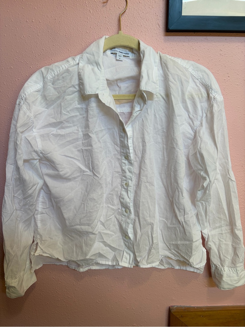 Standard James Perse Womens Cotton Button Up Shirt Size 0 XS/S Long Sleeve White